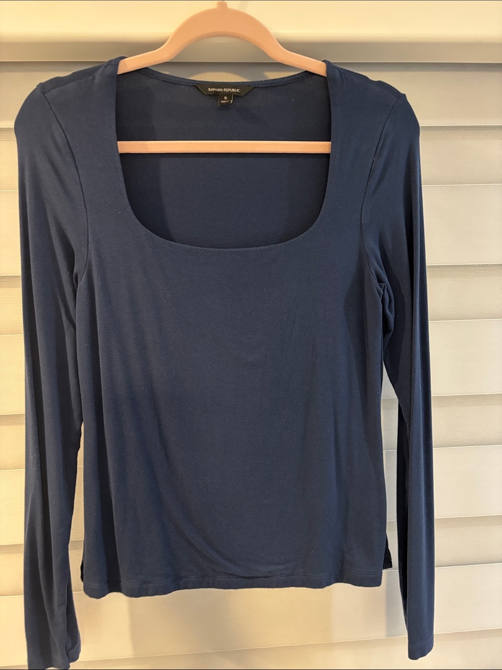 Banana Republic Deep Blue Scoop Neck Long-Sleeve Top